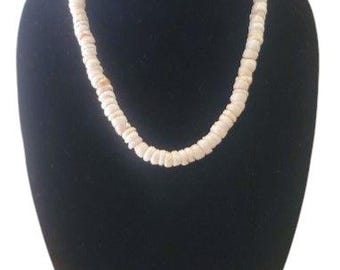 Puka Shell Necklace Lei about 21" long x 3/8" wide (About 533 mm x 9.5 mm)
