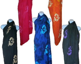 Plus Size Hawaiian Sarong Pareo Hibiscus Hawaiian Luau Cruise Wrap Dress