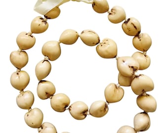 New Best Quality 32" Marble-Beige Kukui Nut Necklace Lei 20 pcs Wholesale (20 pcs)