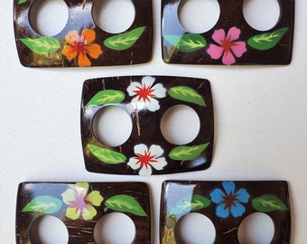 Nieuwe Coconut Shell Flower Buckle rechthoek met twee gaten Hawaï