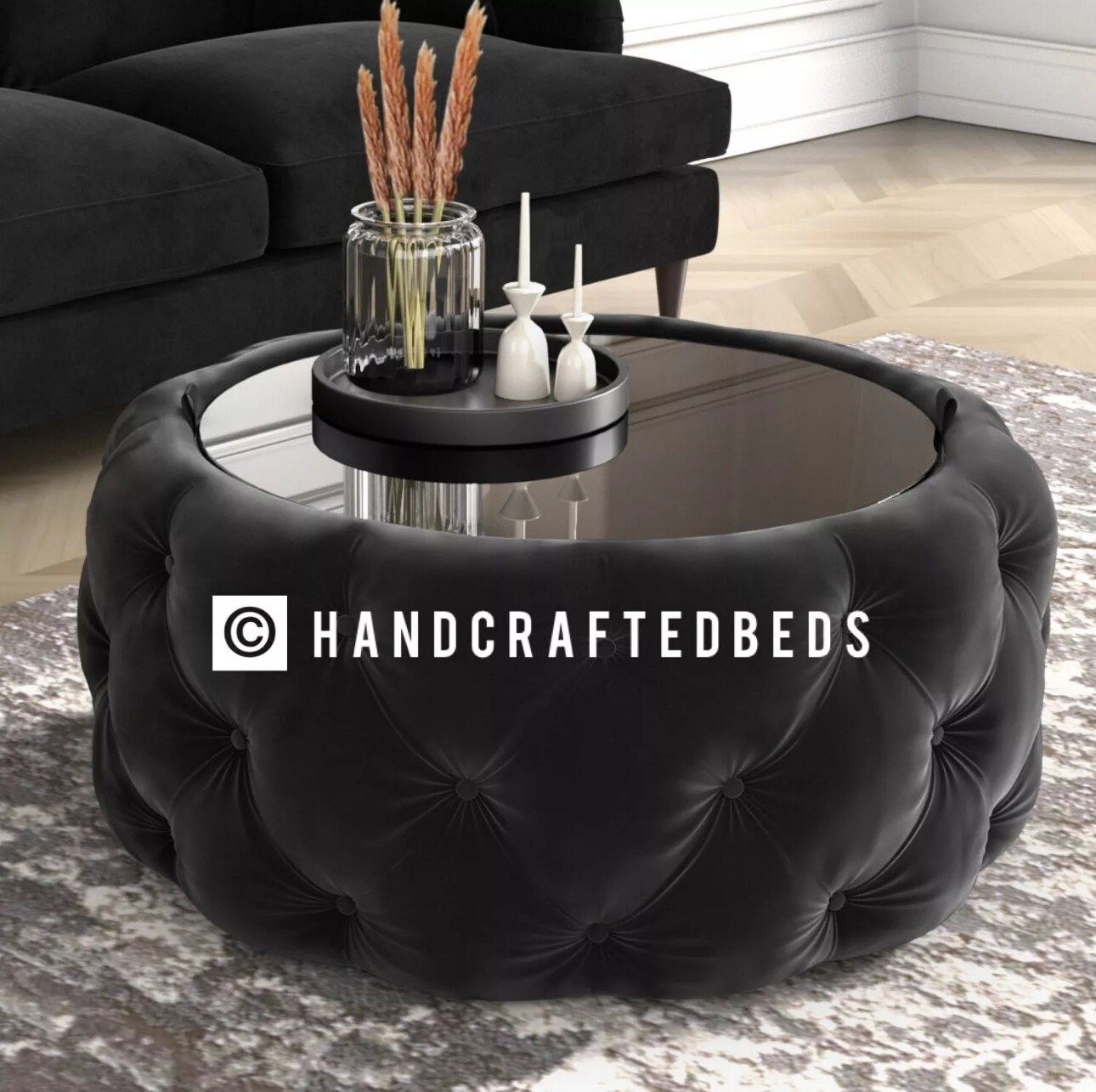 Round chesterfield coffee table discount