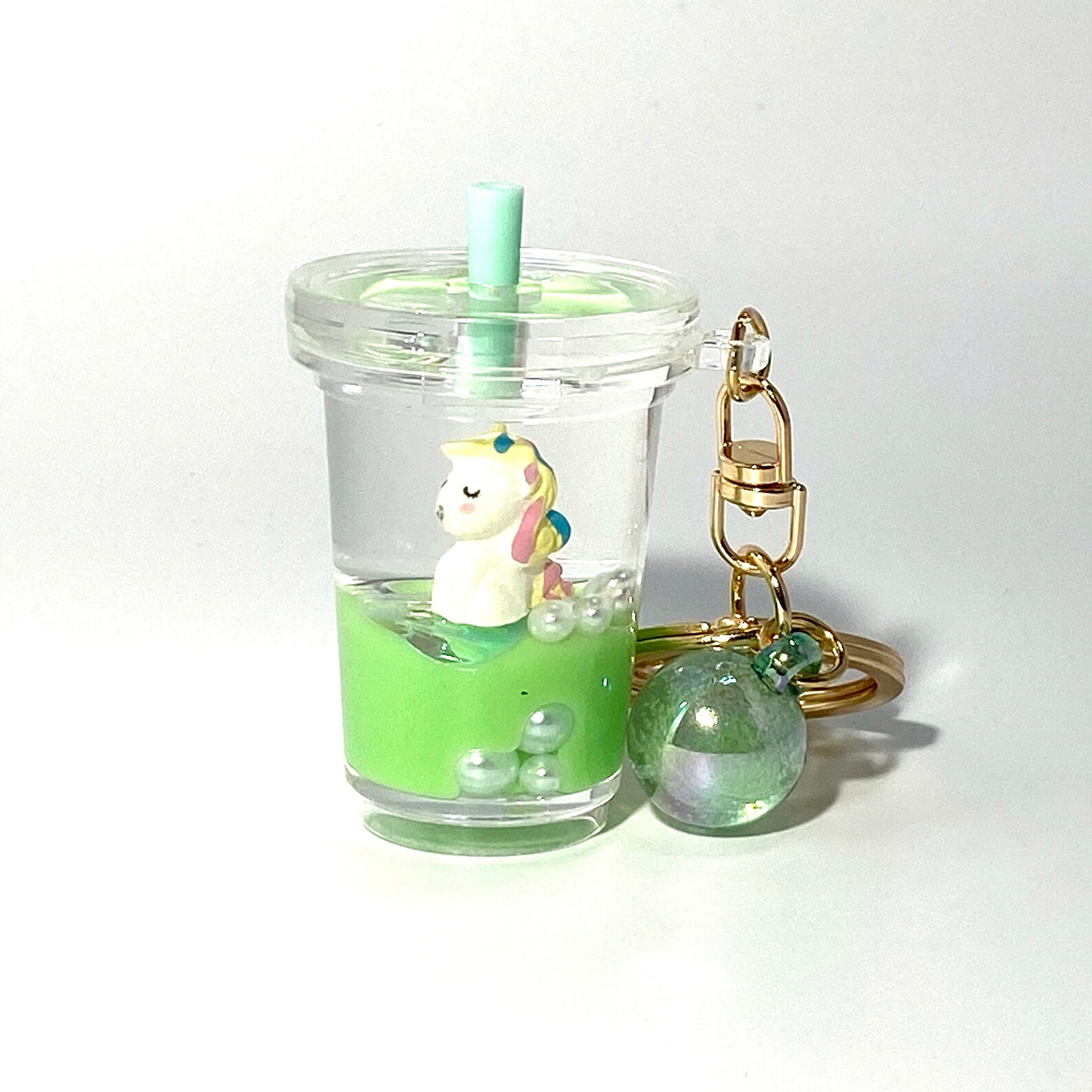 Liquid KEYCHAIN floating Unicorn Boba Bubble Milk Tea Cute Etsy