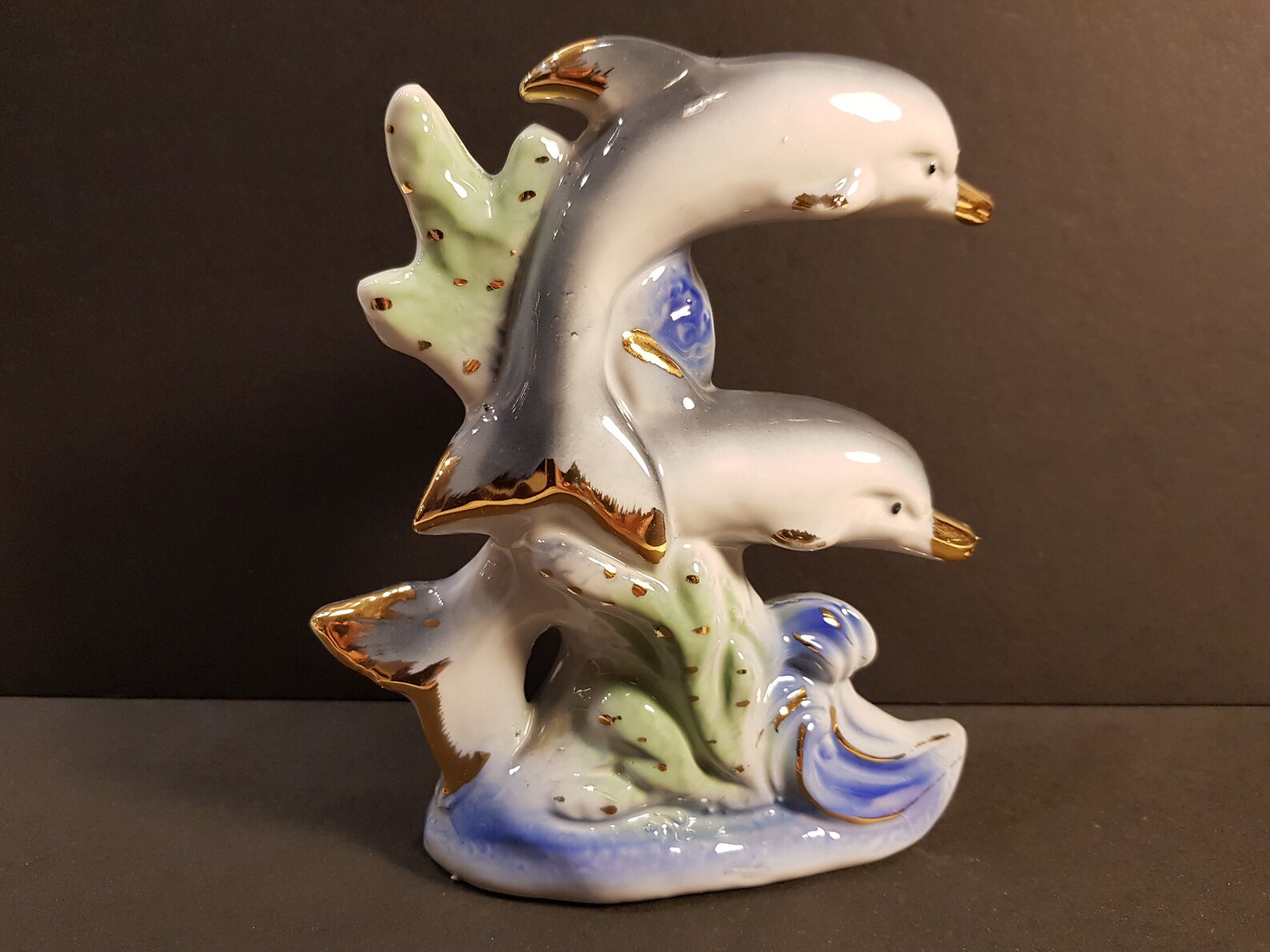 Vintage porcelain dolphins statuette porcelain dolphins Etsy