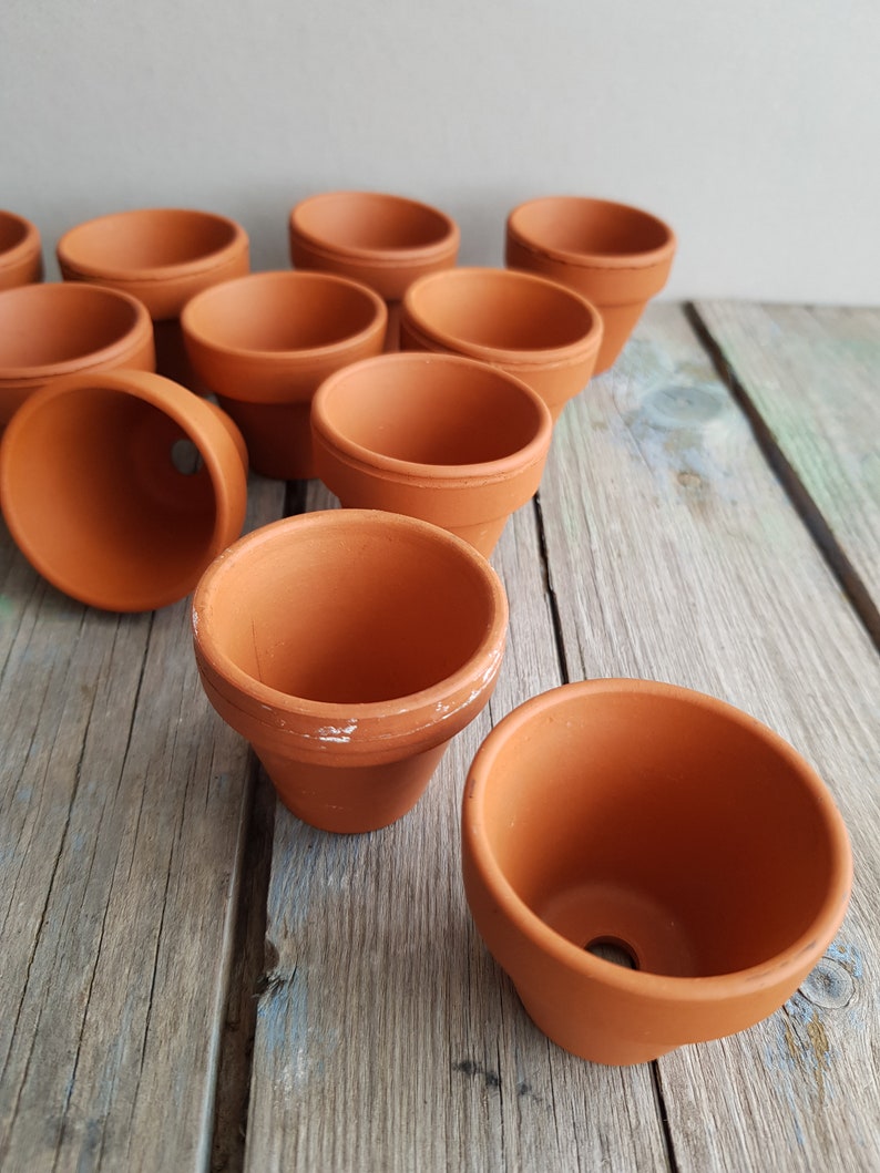Small tiny terracotta pot Handmade mini garden pots. Clay pot Set of 12 12 Tiny terracotta pot