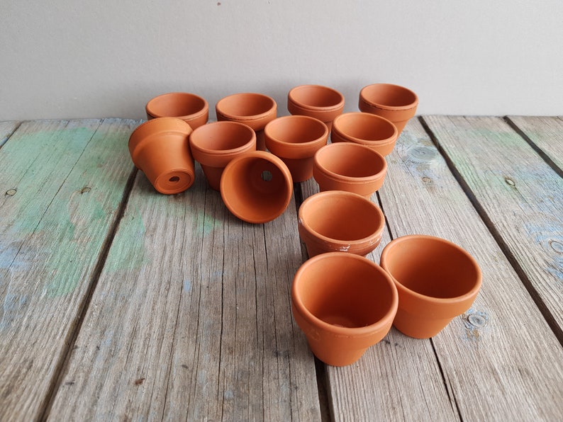 Small tiny terracotta pot Handmade mini garden pots. Clay pot Set of 12 12 Tiny terracotta pot