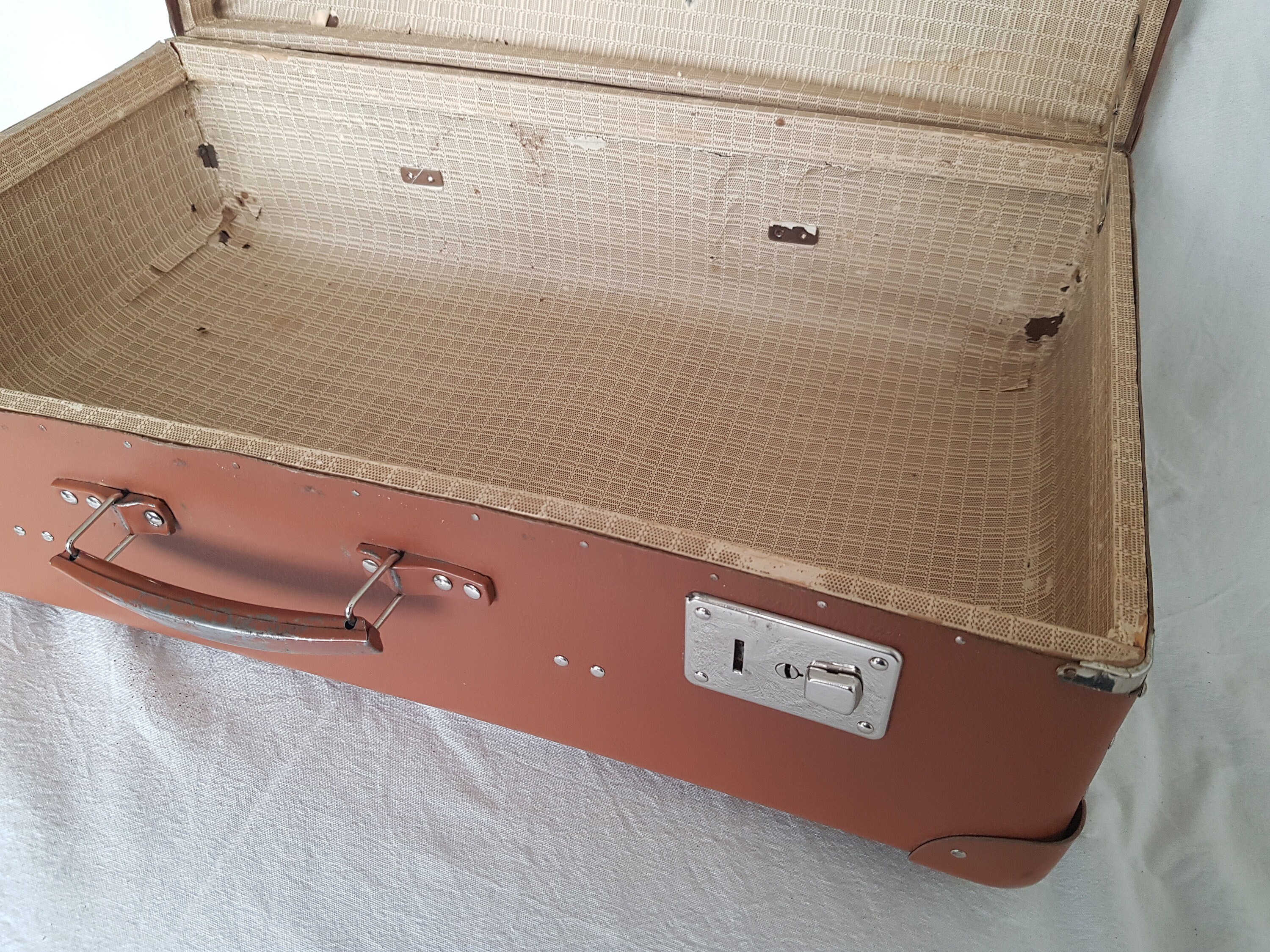 旅行用荷物/スーツケース/本物のバルカンファイバー/古い大きな