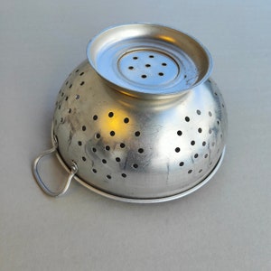 Vintage French Aluminum Colander/Strainer/Midcentury Kitchen Strainer/Colander