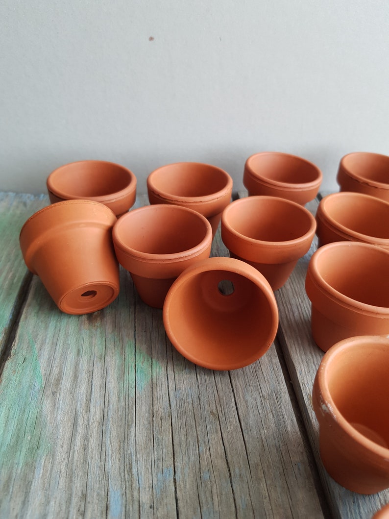 Small tiny terracotta pot Handmade mini garden pots. Clay pot Set of 12 12 Tiny terracotta pot