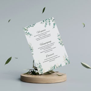15 Blanko Menükarten in verschiedenen Designs DIN A5 - Individuell anpassbare Getränkekarten für Hochzeiten Geburtstage Eukalyptus Menu