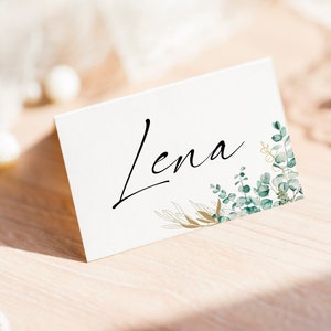 25 hochwertige Eukalyptus Tischkarten für den Geburtstag, die Hochzeit oder die Konfirmation im Eukalyptus Design