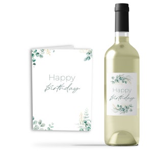 Birthday Bottle Label (Happy Birthday 3 Bottle Labels + Card + Envelope)