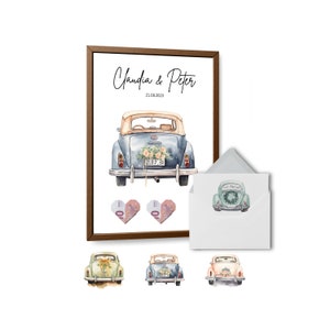Personalisiertes Hochzeitsgeschenk Geldpräsent | ohne Rahmen | Originelles Geschenk fürs Brautpaar – A4 mit Karte und schönem Briefumschlag