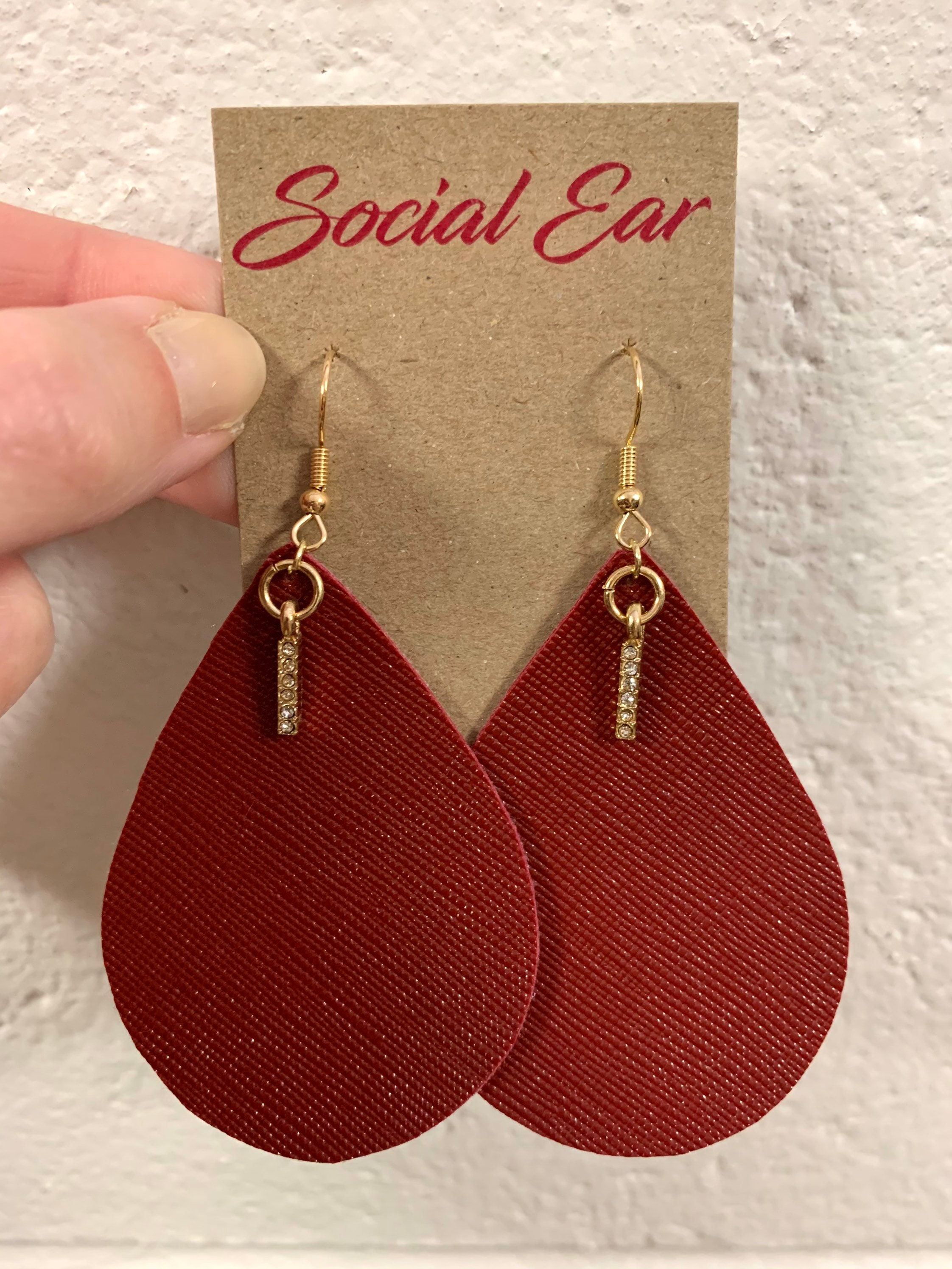Burgundy teardrop earrings formal event formal earrings Etsy