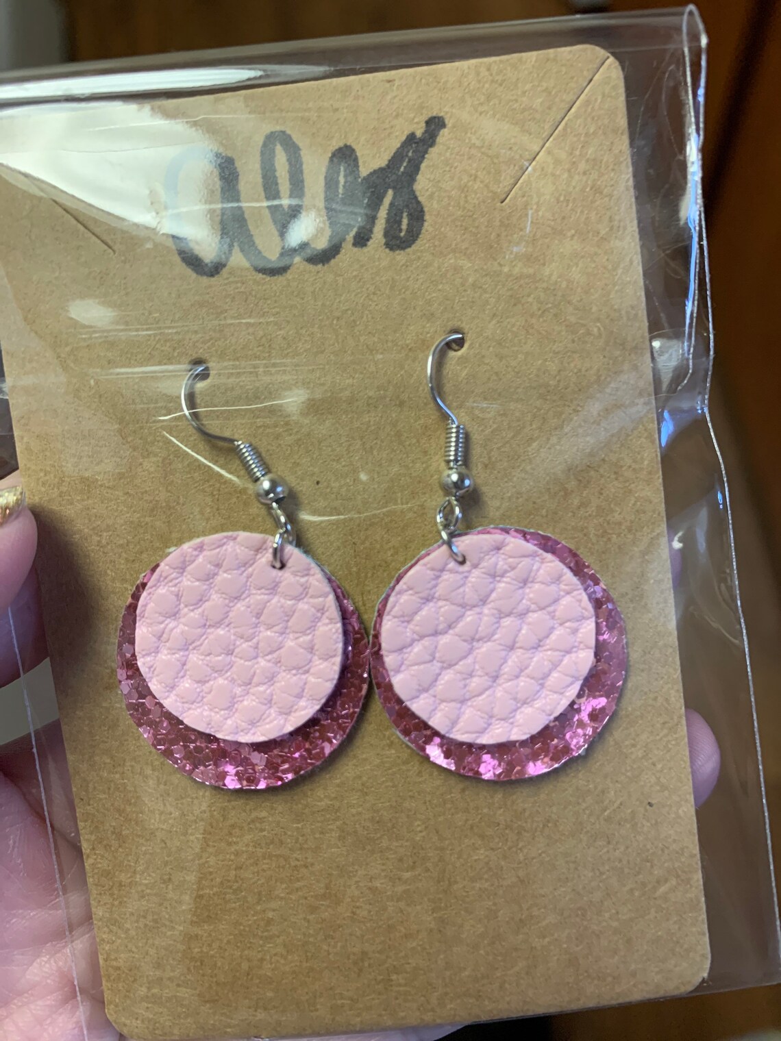 Light pink glitter earrings pink earrings glitter earrings | Etsy