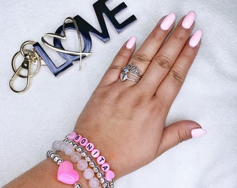 Pink and Silver Bracelets