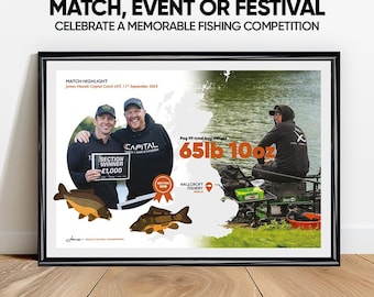 MATCH HIGHLIGHT – Personalised Fishing Match Keepsake, Custom Angling Gift, Fishing Competition Certificate, Gift for Dad, Carp Fishing