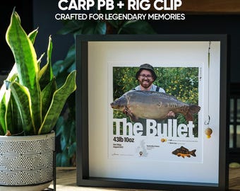 Personalised CARP PB Fishing Print with RIG Clip – Custom Angler Gift & Fishing Wall Art