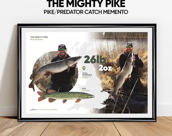 Personalised Pike Fishing Print – THE MIGHTY PIKE, Custom Gift for Fisherman, Fishing Wall Art, Angler Decor