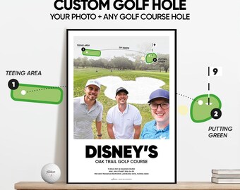 Custom Golf Photo Poster, Personalised Golf Print, Golf Gift for Him, Golf Course Hole Art, Golf Trip Memory Keepsake