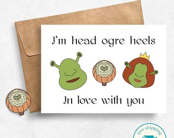 Shrek Inspired Valentine's Romantic Valentine's Card, Gift for Him Gift for Him, Anniversary, Boyfriend Girlfriend Wife Husband Card
