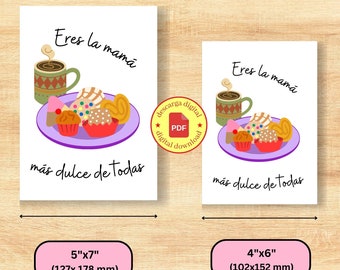 Digital Download Pan Dulce Mother's Day card, Mother's day Card in Spanish, Dia de las Madres, Mother's Birthday Card,Mother's Gift Idea