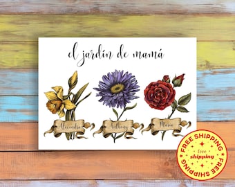 Dia de las Madres | El jardín de mamá | Personalized Custom Mother's day card | Mom's garden |  Mothers day gift for mom | for grandma |