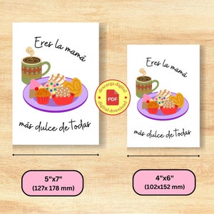 Descarga Digital Tarjeta del Día de la Madre Pan Dulce, Tarjeta del Día de la Madre en Español, Día de las Madres, Tarjeta de Cumpleaños de la Madre, Idea de Regalo de la Madre
