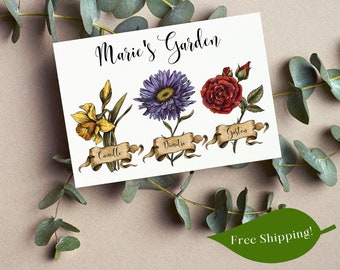 Personalized Custom Mother's Day Card- Birth month flower gift for Mama, unique gift for her