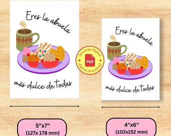 Digital Download Dia de las Madres Tarjeta para abuela| Mothers day Spanish card |  | Regalo para abuela | Feliz dia de las madres