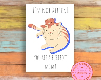 Mother's Day card with cat pun, Punny Mother's Day card, Cat Lover Card, Funny Mother's Day card, Birthday card for Mama, Mom gift Ideas