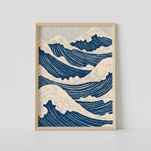 Minimalist Wave Poster | V2 | Coastal Decor | Minimalist | Vintage Aesthetic | Modern Themed | 5x7, 11x17, 18x24