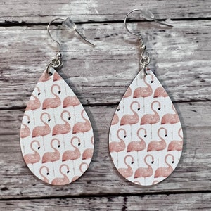 Flamingo Earrings. | Vegan Leather Earrings.