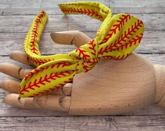 Softball Headband | Softball Laces Headband | Sports Headband | Softball Top Knot Headband | Top Knot Headband |