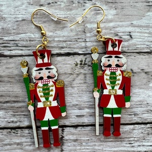 Christmas Earrings. | Nutcracker Earrings. | Wooden Nutcracker Earrings. | Festive Earrings. | Holiday Earrings.