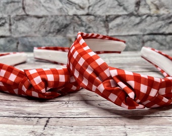 Red and White Striped Headband.| Knotted Headband.