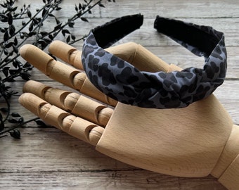 Halloween Knotted Headband. | Black Leopard Print Headband.