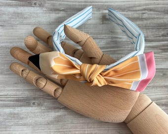 Paper and Pencil Headband.| Back to School Headband.| Teacher Headband.| Paper and Pencil Top Knot Headband.| Teacher Gift.