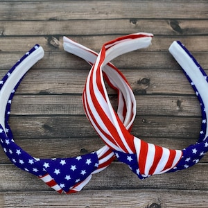 Red, white and blue knotted headband. | Fourth of July knotted headband.