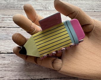 Pinza para el cabello con forma de lápiz./ Pinza para el cabello para maestro./ Pinza para el cabello para el regreso a clases./ Regalo para maestro.