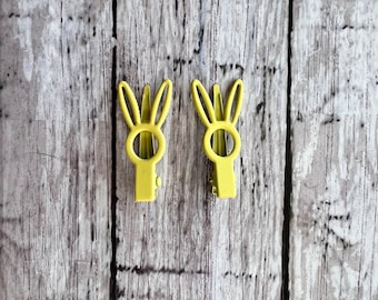 Pinza para el pelo de conejito amarillo/Pinza para el pelo de Pascua/Pinza para el pelo de primavera/Pinza para el pelo de conejito.