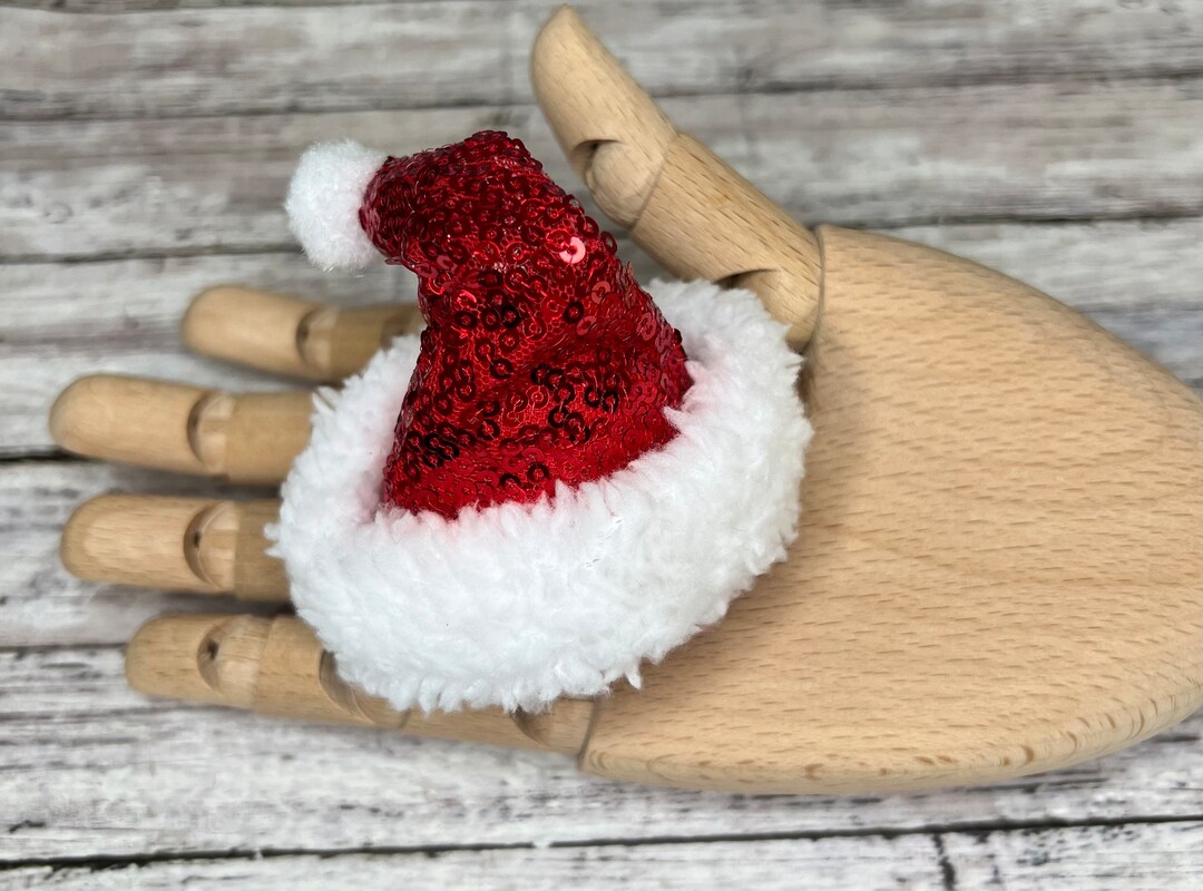 Christmas Hair Clip. Santa Hat Hair Clip. Sequin Santa Hat Hair Clip