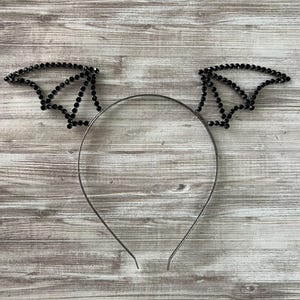 Halloween Headband. | Black Rhinestone Bat Wing Metal Headband. | Bat Wing Headband.