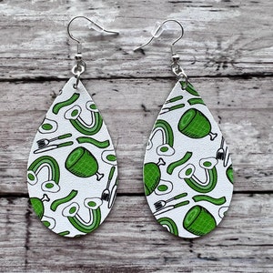 Book Inspired Earrings |Green And White Earrings |Teacher Earrings |Librarian Earrings |Eggs And Ham Earrings |Green Breakfast Earrings.