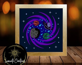 Galaxy Within: Black Hole Light Shadow Box Template - Digital Download File (Only) 3D Paper Cut SVG File