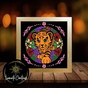 Lisa Frank: Tiger Shadow Box Template - SVG Instant Download File (Only) 3D Paper Cut File