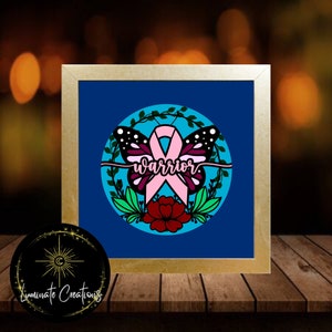 Awareness Ribbon: Warrior Shadow Box Template - SVG Instant Download File (Only) 3D Paper Cut File