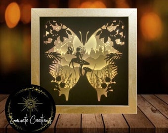 Butterfly Fairy Fantasy Light Shadow Box Template - Digital Download File (Only) 3D Paper Cut SVG File