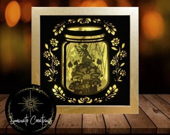 Fairy Jar Light Shadow Box Template - Digital Download File (Only) 3D Paper Cut SVG File
