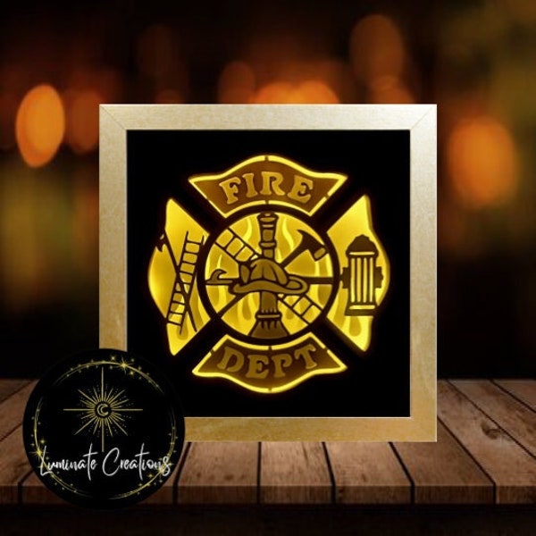 Maltese Cross - Fire Dept Light Box, Shadow Box Template - SVG Instant Download File (Only) 3D Paper Cut File