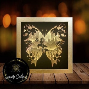 Butterfly Fairy Fantasy Light Box, Shadow Box Template - SVG Instant Download File (Only) 3D Paper Cut File